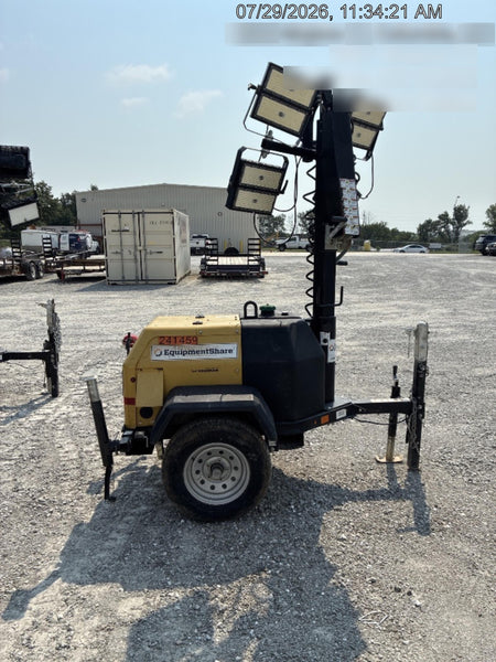 2022 Allmand NLV3GR (4) LED Light Fixture 350W, 23' Vertical Mast, 3kW Prime, Towable, Deep Sea L401, Leveling Jacks, Yanmar T4F 5.8hp