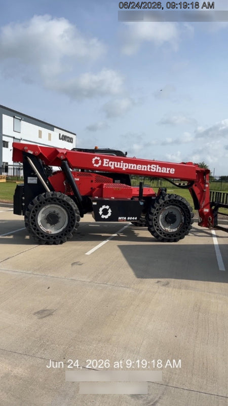 2019 Manitou MTA8044 74hp T4F, Cab/Heat/Air, Cab and Boom LED work lights, Auxiliary Hydraulics, Solid Tires, Amber strobe, Lift Hook 66" Carriage, 60" Forks