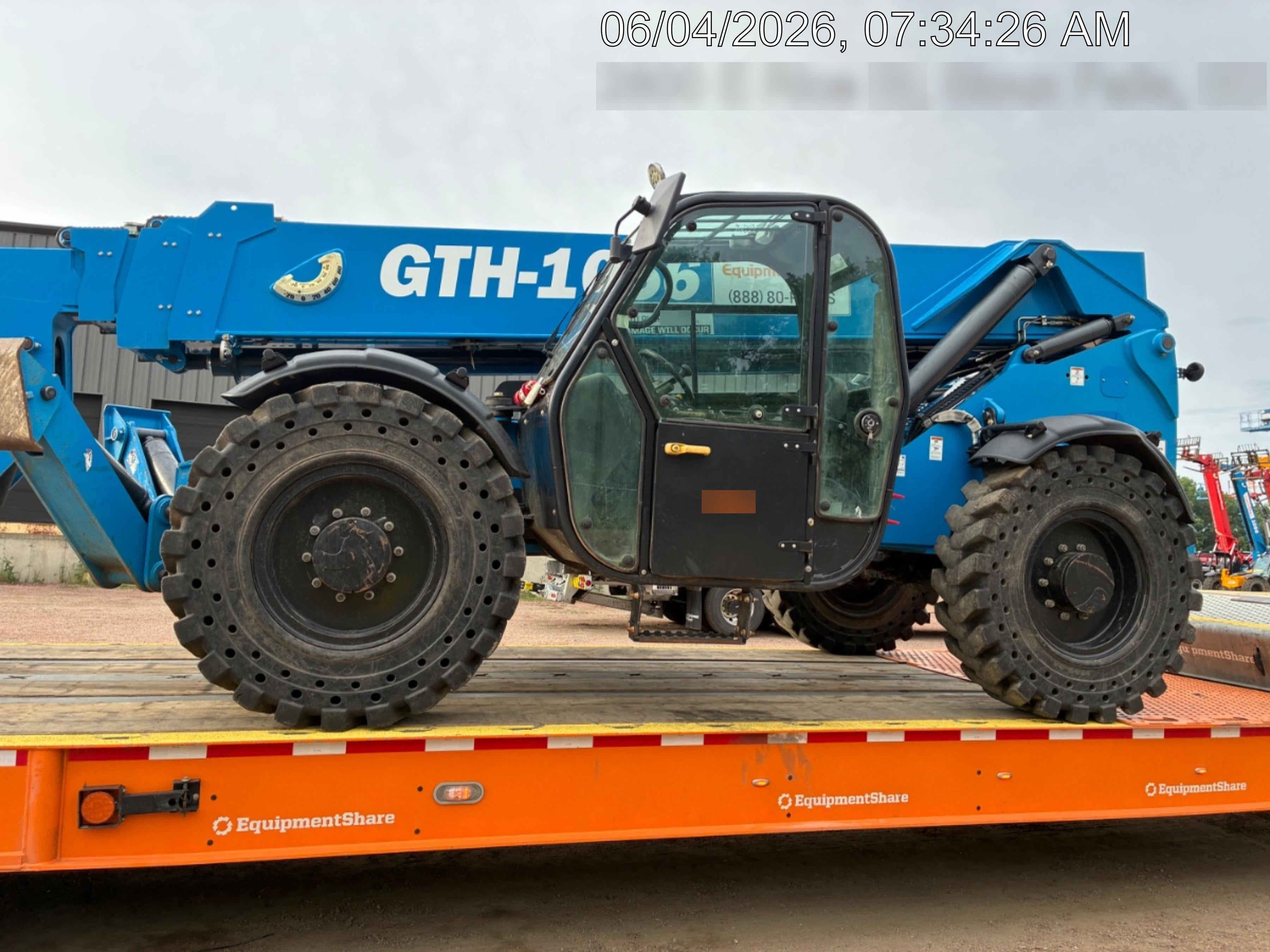 2019 Genie GTH-1056 Cab/Heat/AC, Solid RT Tires, LED Work Lights, Beacon 60" QA Carriage, 60" Forks