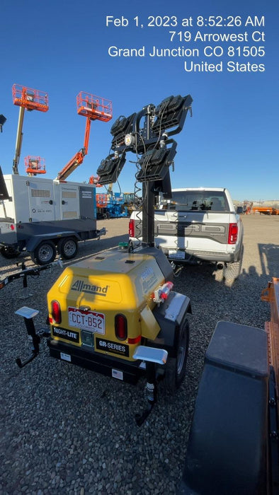 2022 Allmand NLV3GR (4) LED Light Fixture 350W, 23' Vertical Mast, 3kW Prime, Towable, ES Decals, T3