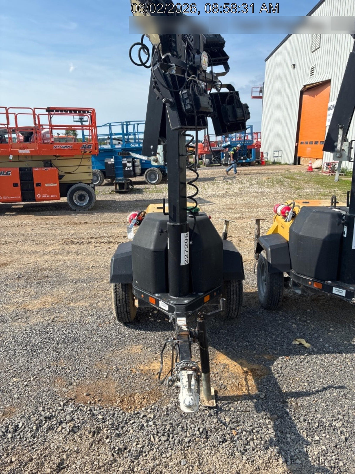 2022 Allmand NLV3GR (4) LED Light Fixture 350W, 23' Vertical Mast, 3kW Prime, Towable, Deep Sea L401, Leveling Jacks, Yanmar T4F 5.8hp