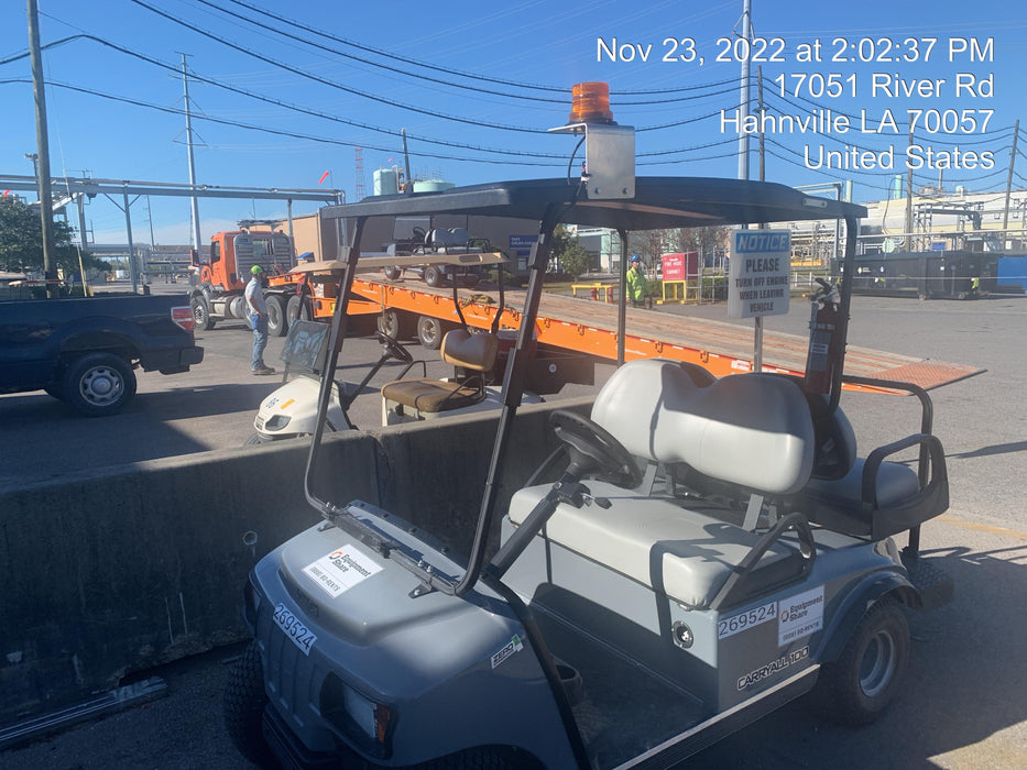 2022 Club Car CA100E Canopy, Fold down Windshield, Beacon, Back up Alarm, All-Trail Trials, HD 8 V Batteries, Trailer Hitch and Ball