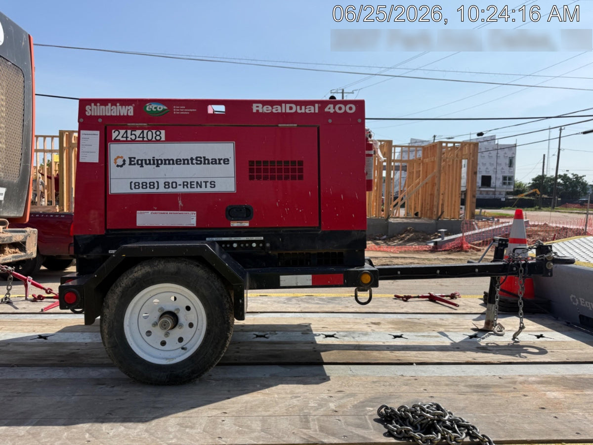2022 Shindaiwa DGW400MDL Kubota D902 Engine, 23 HP, Dual Op Welder, Wire, Arc, Droop Stick, Tig, and CC Stick Functionality, Simulphase, 3 Phase and 1 Phase Gen Output, Single Axle NB Trlr, Slr Trckl Chrg 12V 12W, Fire Ext