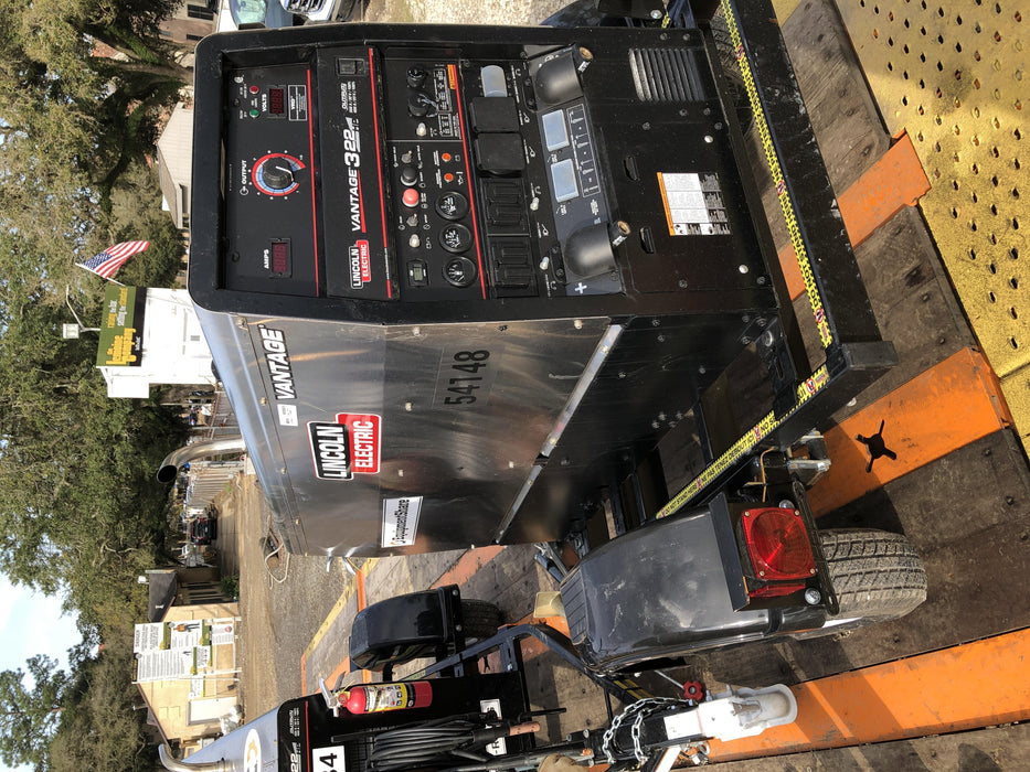 2019 Lincoln Electric Vantage 322 Welder Ready-Pak 3, Two wheel trailer, Fender and Light kit, Cable Rack