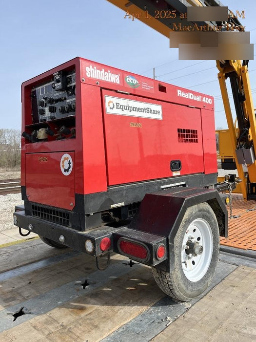 2023 Shindaiwa DGW400MDL Kubota D902 Engine, 23 HP, Dual Op Welder, Wire, Arc, Droop Stick, Tig, and CC Stick Functionality, Simulphase, 3 Phase and 1 Phase Gen Output, Single Axle NB Trlr, Slr Trckl Chrg 12V 12W, Fire Ext