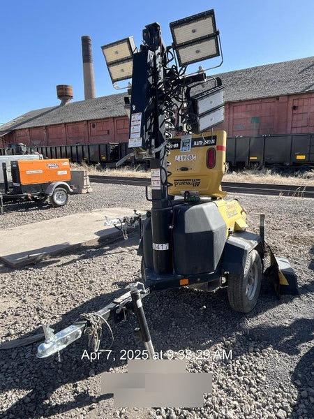 2022 Allmand NLV3GR (4) LED Light Fixture 350W, 23' Vertical Mast, 3kW Prime, Towable, Deep Sea L401, Leveling Jacks, Yanmar T4F 5.8hp