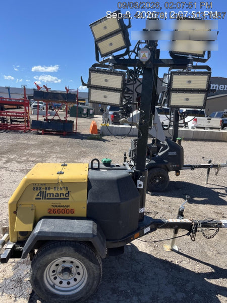 2022 Allmand NLV3GR (4) LED Light Fixture 350W, 23' Vertical Mast, 3kW Prime, Towable, ES Decals, T3