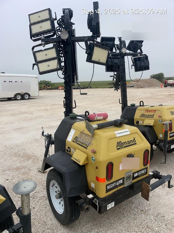 2021 Allmand NLV3GR (4) LED Light Fixture 350W, 23' Vertical Mast, 3kW Prime, Towable, Deep Sea L401, Leveling Jacks, Yanmar T4F 5.8hp
