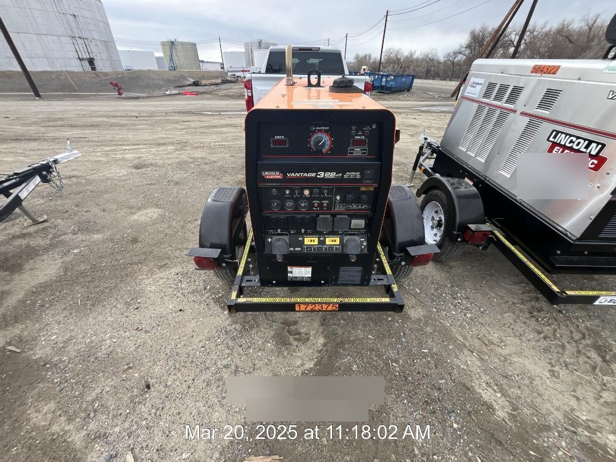 2021 Lincoln Electric Vantage 322 Vantage 322 Ready Pak 3 w/ Decals, ORANGE (includes trailer, cable rack, fender light kit) NO Telematics