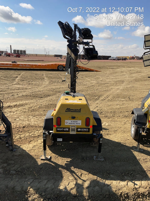 2022 Allmand NLV3GR (4) LED Light Fixture 350W, 23' Vertical Mast, 3kW Prime, Towable, Deep Sea L401, Leveling Jacks, Yanmar T4F 5.8hp