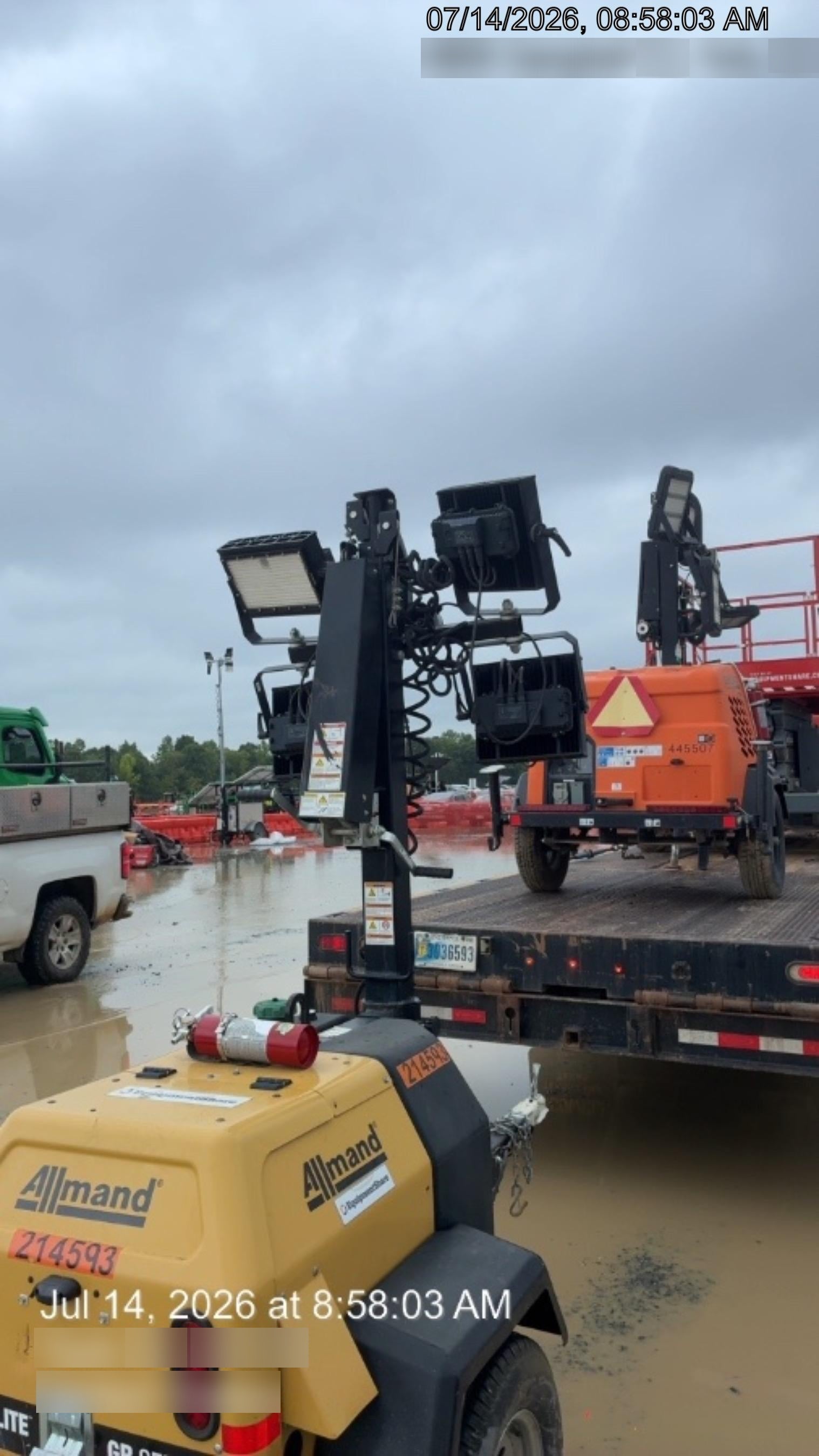 2022 Allmand NLV3GR (4) LED Light Fixture 350W, 23' Vertical Mast, 3kW Prime, Towable, Deep Sea L401, Leveling Jacks, Yanmar T4F 5.8hp