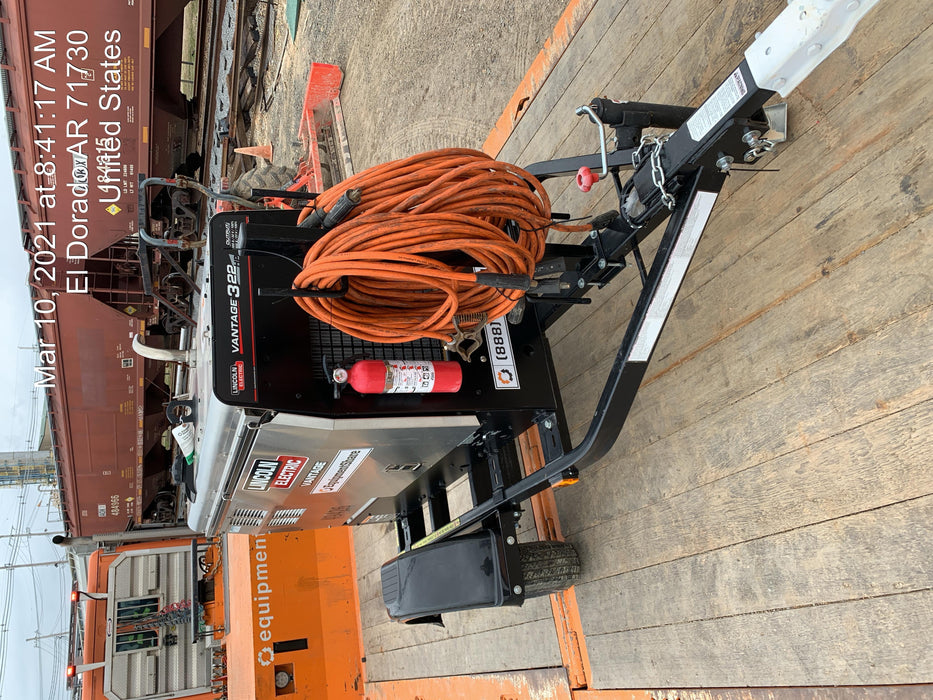 2019 Lincoln Electric Vantage 322 Ready-Pak 3, Two Wheel Trailer, Fender and Light Kit, Cable Rack