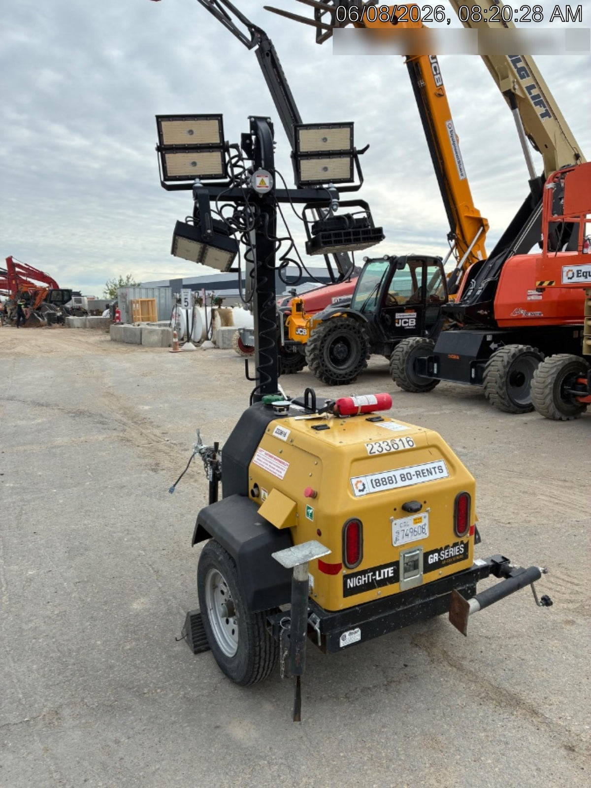 2022 Allmand NLV3GR (4) LED Light Fixture 350W, 23' Vertical Mast, 3kW Prime, Towable, Deep Sea L401, Leveling Jacks, Yanmar T4F 5.8hp