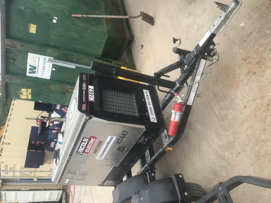 2019 Lincoln Electric Vantage 322 Ready-Pak 3, Two Wheel Trailer, Fender and Light Kit, Cable Rack