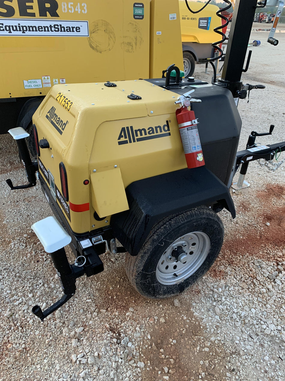 2022 Allmand NLV3GR (4) LED Light Fixture 350W, 23' Vertical Mast, 3kW Prime, Towable, Deep Sea L401, Leveling Jacks, Yanmar T4F 5.8hp