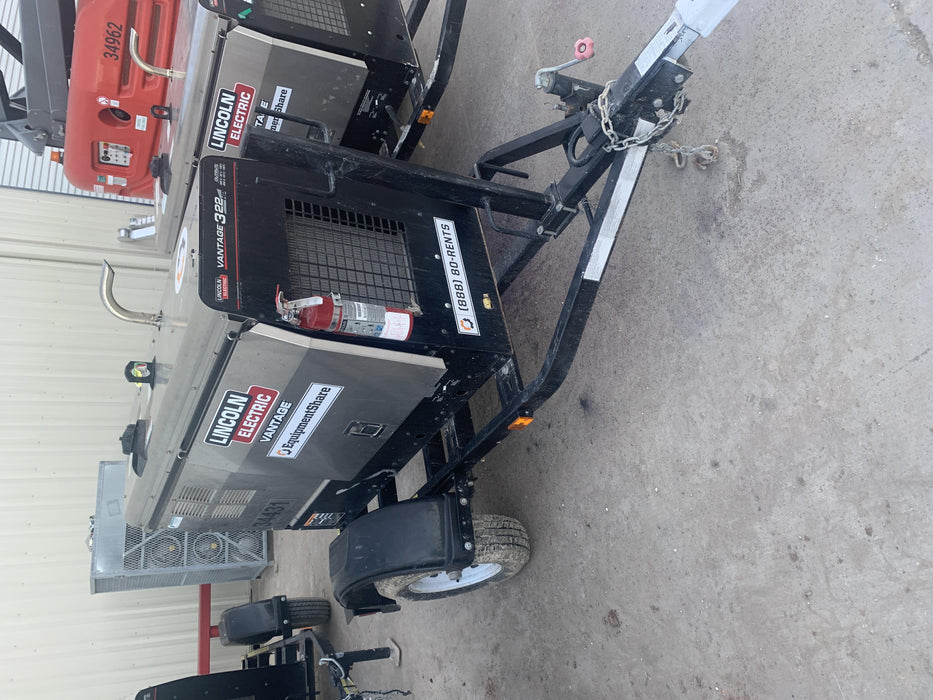2019 Lincoln Electric Vantage 322 Welder Ready-Pak 3, Two wheel trailer, Fender and Light kit, Cable Rack