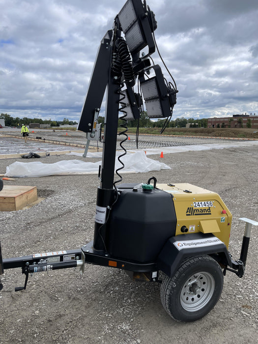 2022 Allmand NLV3GR (4) LED Light Fixture 350W, 23' Vertical Mast, 3kW Prime, Towable, Deep Sea L401, Leveling Jacks, Yanmar T4F 5.8hp