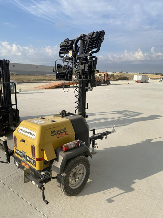 2022 Allmand NLV3GR (4) LED Light Fixture 350W, 23' Vertical Mast, 3kW Prime, Towable, Deep Sea L401, Leveling Jacks, Yanmar T4F 5.8hp