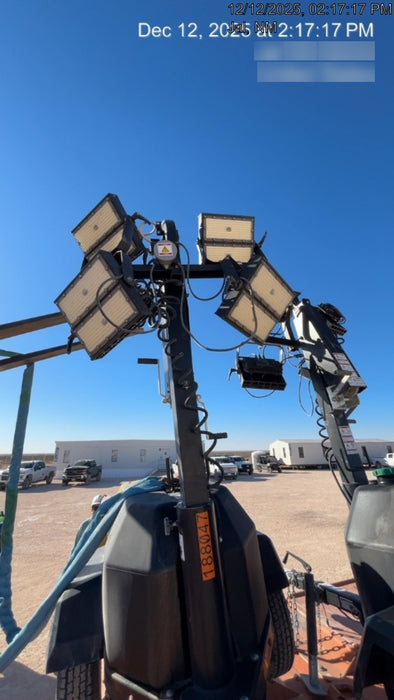 Allmand NLV3GR (4) LED Light Fixture 350W, 23' Vertical Mast, 3kW Prime, Towable, Deep Sea L401, Leveling Jacks, Yanmar T4F 5.8hp