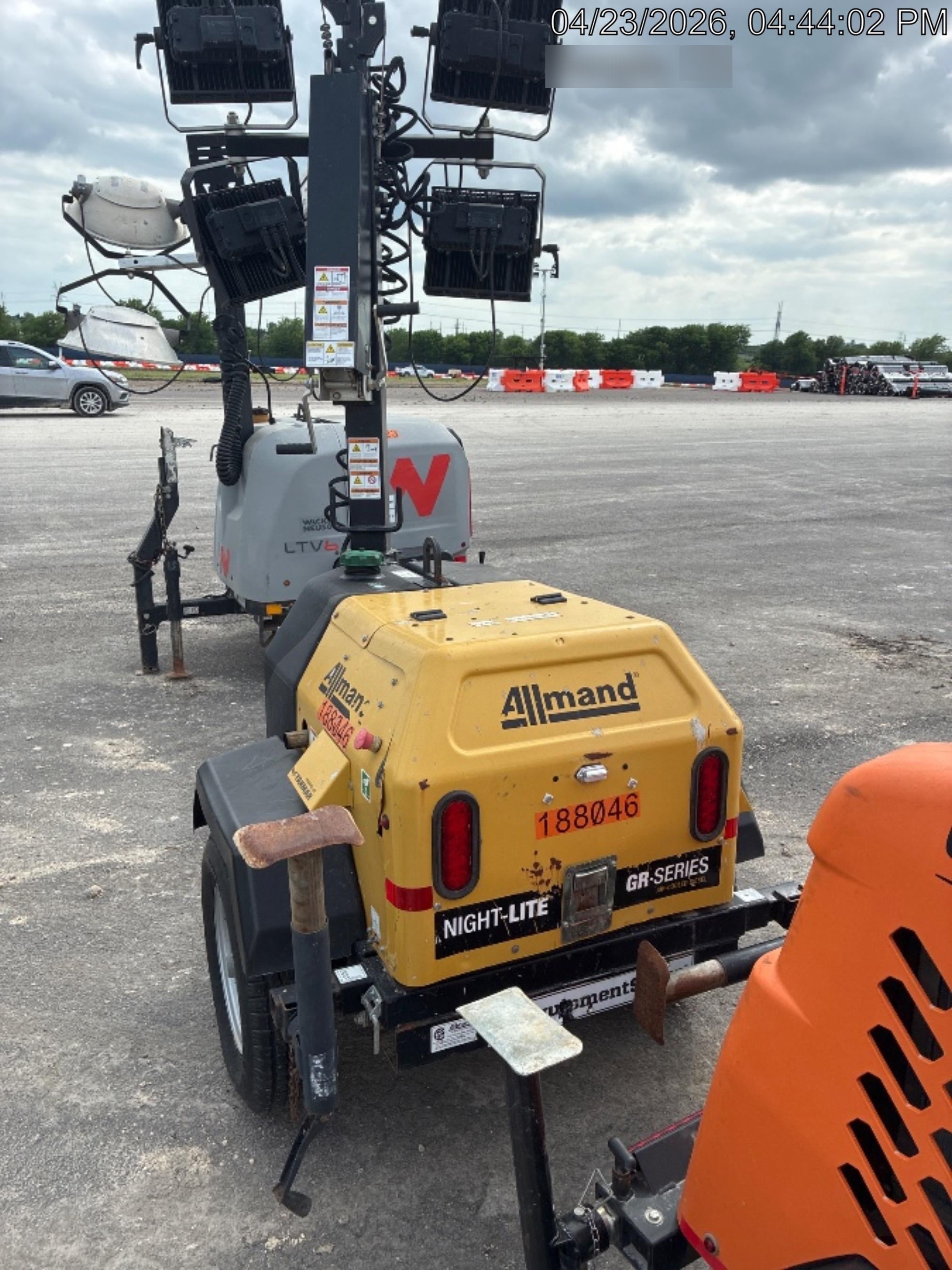 2021 Allmand NLV3GR (4) LED Light Fixture 350W, 23' Vertical Mast, 3kW Prime, Towable, Deep Sea L401, Leveling Jacks, Yanmar T4F 5.8hp