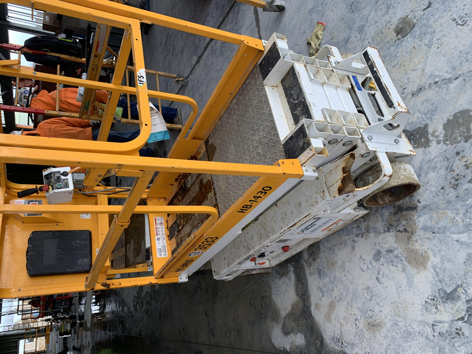 Custom Equipment HB-1430 Hy-Brid Scissor Lift
Platform capacity up to 670 lbs
Working height up to 20 ft
Weighs under 1,700 lbs
Non-marking wheels