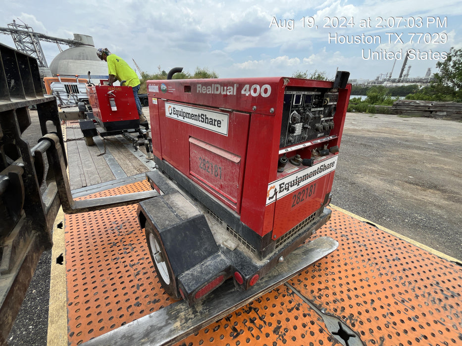 2022 Shindaiwa DGW400MDL Kubota D902 Engine, 23 HP, Dual Op Welder, Wire, Arc, Droop Stick, Tig, and CC Stick Functionality, Simulphase, 3 Phase and 1 Phase Gen Output, Single Axle NB Trlr, Slr Trckl Chrg 12V 12W, Fire Ext