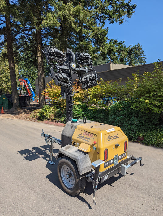 2022 Allmand NLV3GR (4) LED Light Fixture 350W, 23' Vertical Mast, 3kW Prime, Towable, Deep Sea L401, Leveling Jacks, Yanmar T4F 5.8hp