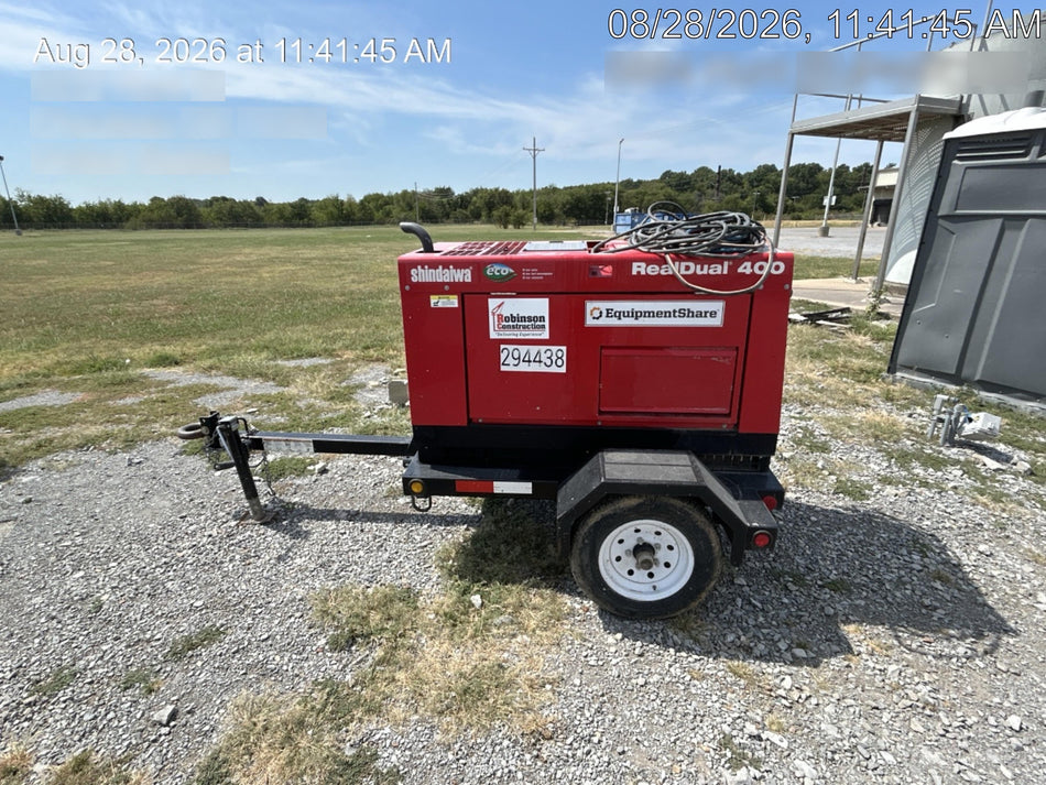 2023 Shindaiwa DGW400MDL Kubota D902 Engine, 23 HP, Dual Op Welder, Wire, Arc, Droop Stick, Tig, and CC Stick Functionality, Simulphase, 3 Phase and 1 Phase Gen Output, Single Axle NB Trlr, Slr Trckl Chrg 12V 12W, Fire Ext