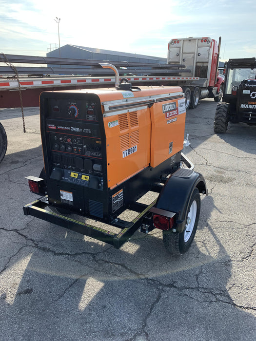 2021 Lincoln Electric Vantage 322 Vantage 322 Ready Pak 3 w/ Decals, ORANGE (includes trailer, cable rack, fender light kit) NO Telematics
