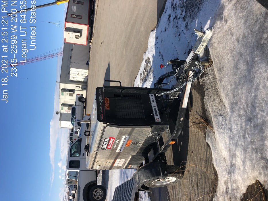 2019 Lincoln Electric Vantage 322 Welder Ready-Pak 3, Two wheel trailer, Fender and Light kit, Cable Rack