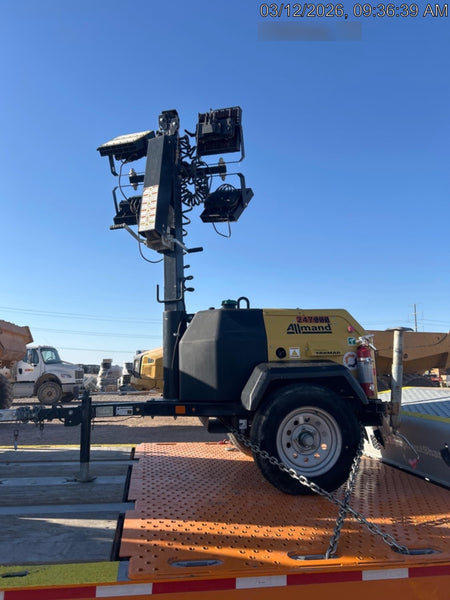 2022 Allmand NLV3GR (4) LED Light Fixture 350W, 23' Vertical Mast, 3kW Prime, Towable, ES Decals, T3