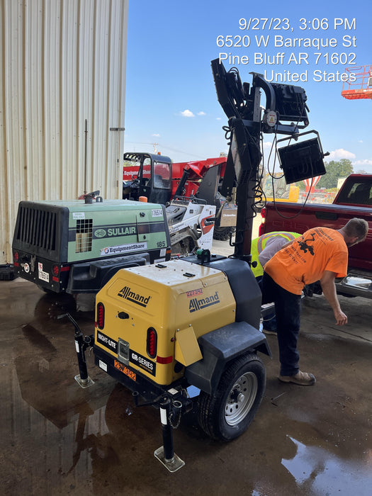 2022 Allmand NLV3GR (4) LED Light Fixture 350W, 23' Vertical Mast, 3kW Prime, Towable, Deep Sea L401, Leveling Jacks, Yanmar T4F 5.8hp