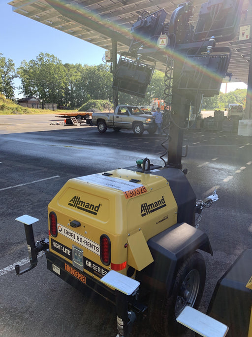 2021 Allmand NLV3GR (4) LED Light Fixture 350W, 23' Vertical Mast, 3kW Prime, Towable, Deep Sea L401, Leveling Jacks, Yanmar T4F 5.8hp