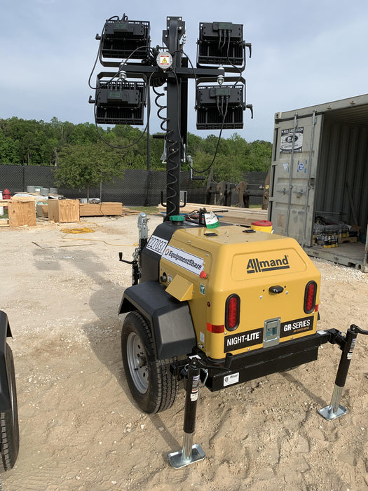 2022 Allmand NLV3GR (4) LED Light Fixture 350W, 23' Vertical Mast, 3kW Prime, Towable, Deep Sea L401, Leveling Jacks, Yanmar T4F 5.8hp