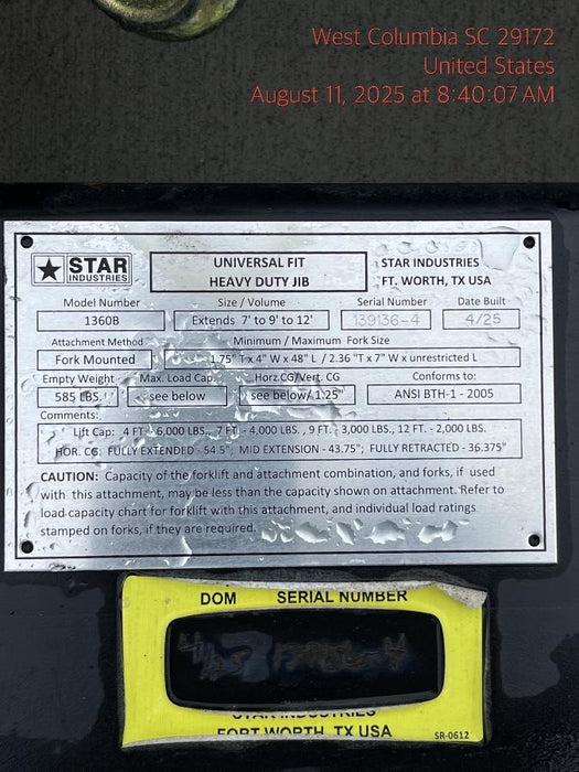 2025 STAR INDUSTRIES M1360B - Star JIB Boom