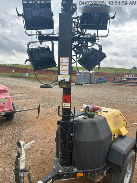 2022 Allmand NLV3GR (4) LED Light Fixture 350W, 23' Vertical Mast, 3kW Prime, Towable, Deep Sea L401, Leveling Jacks, Yanmar T4F 5.8hp