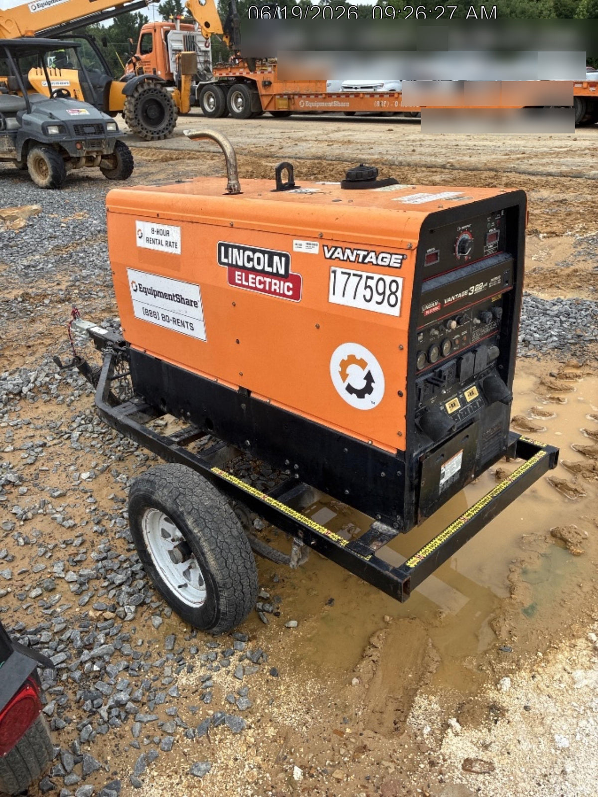 2021 Lincoln Electric Vantage 322 Vantage 322 Ready Pak 3 w/ Decals, ORANGE (includes trailer, cable rack, fender light kit) NO Telematics