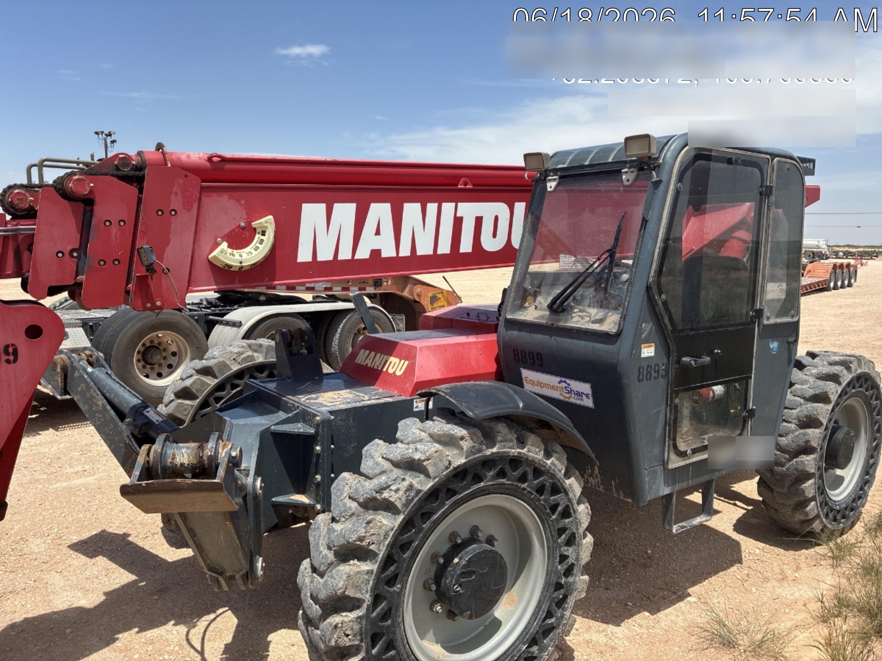 2018 Manitou MTA10055 Manitou MTA 10055 (open ROPS) w/Cab/Heat/AC, Work Lights/Strobe, Aux Hyd, Solid Tires, Lift Hook, 66" Carriage, 60" Forks