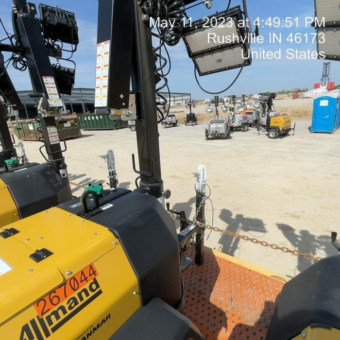 2022 Allmand NLV3GR (4) LED Light Fixture 350W, 23' Vertical Mast, 3kW Prime, Towable, ES Decals, T3