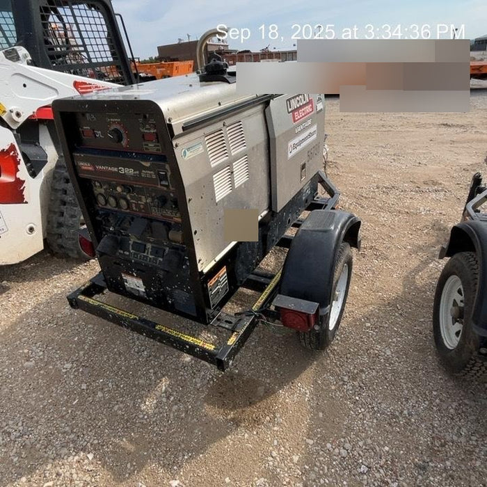 2019 Lincoln Electric Vantage 322 Welder Ready-Pak 3, Two wheel trailer, Fender and Light kit, Cable Rack
