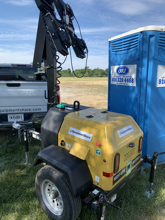 2022 Allmand NLV3GR (4) LED Light Fixture 350W, 23' Vertical Mast, 3kW Prime, Towable, Deep Sea L401, Leveling Jacks, Yanmar T4F 5.8hp