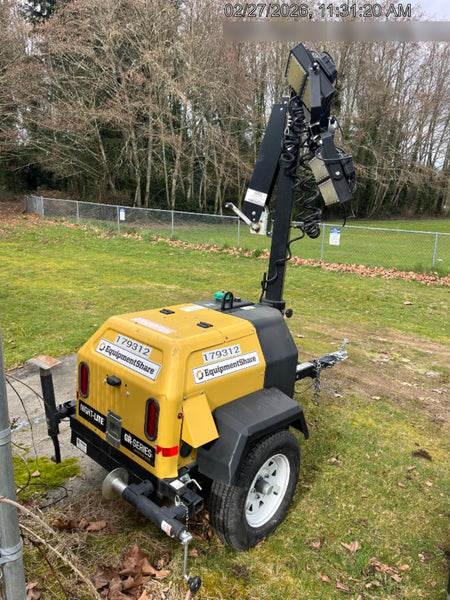 Allmand NLV3GR (4) LED Light Fixture 350W, 23' Vertical Mast, 3kW Prime, Towable, Deep Sea L401, Leveling Jacks, Yanmar T4F 5.8hp