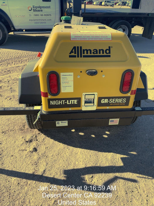 2022 Allmand NLV3GR (4) LED Light Fixture 350W, 23' Vertical Mast, 3kW Prime, Towable, ES Decals, T3