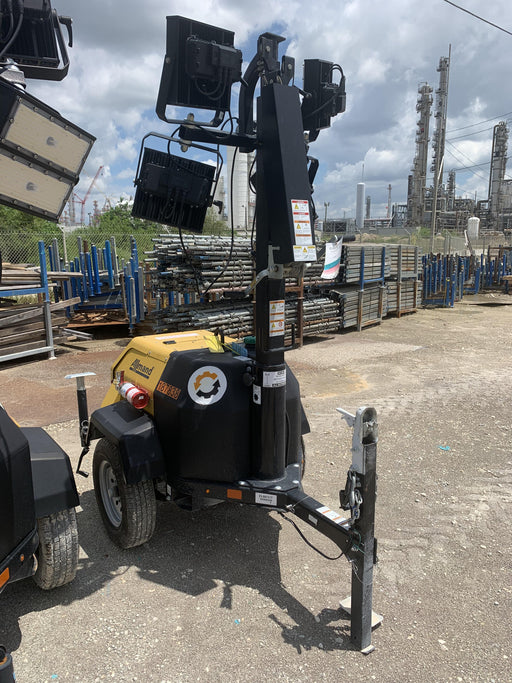 Allmand NLV3GR (4) LED Light Fixture 350W, 23' Vertical Mast, 3kW Prime, Towable, Deep Sea L401, Leveling Jacks, Yanmar T4F 5.8hp