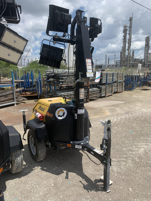 Allmand NLV3GR (4) LED Light Fixture 350W, 23' Vertical Mast, 3kW Prime, Towable, Deep Sea L401, Leveling Jacks, Yanmar T4F 5.8hp