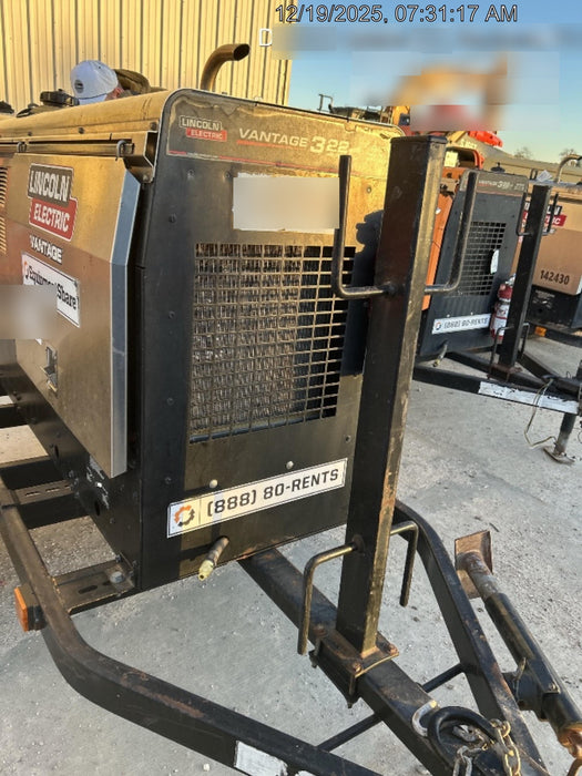 2019 Lincoln Electric Vantage 322 Welder Ready-Pak 3, Two wheel trailer, Fender and Light kit, Cable Rack