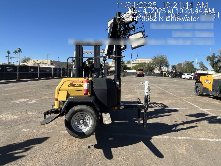 2022 Allmand NLV3GR (4) LED Light Fixture 350W, 23' Vertical Mast, 3kW Prime, Towable, ES Decals, T3