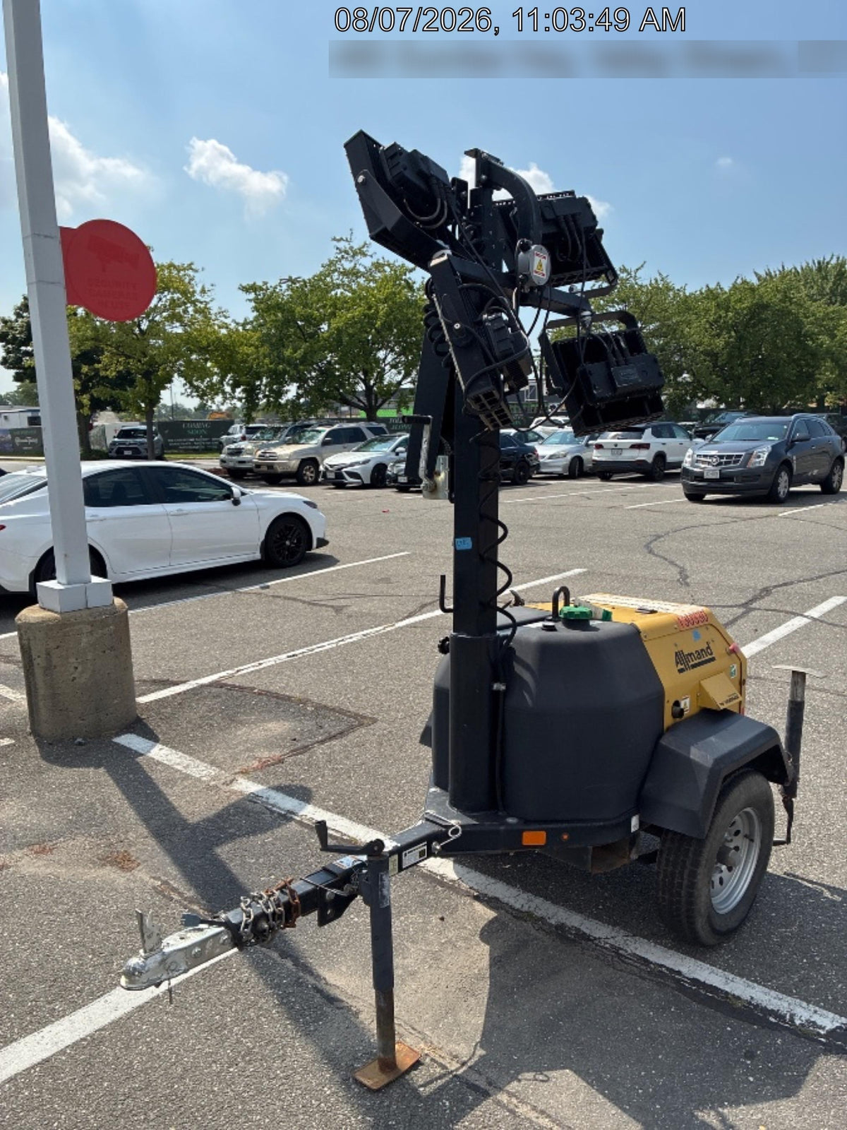 2021 Allmand NLV3GR (4) LED Light Fixture 350W, 23' Vertical Mast, 3kW Prime, Towable, Deep Sea L401, Leveling Jacks, Yanmar T4F 5.8hp