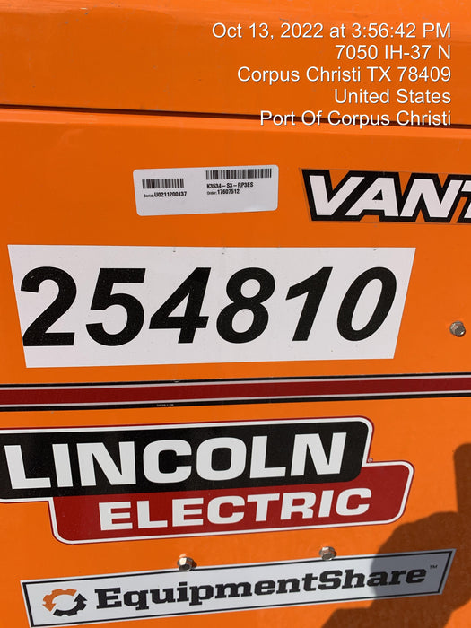 2022 Lincoln Electric Vantage 549X Crosslink Technology, Trailer Mounted