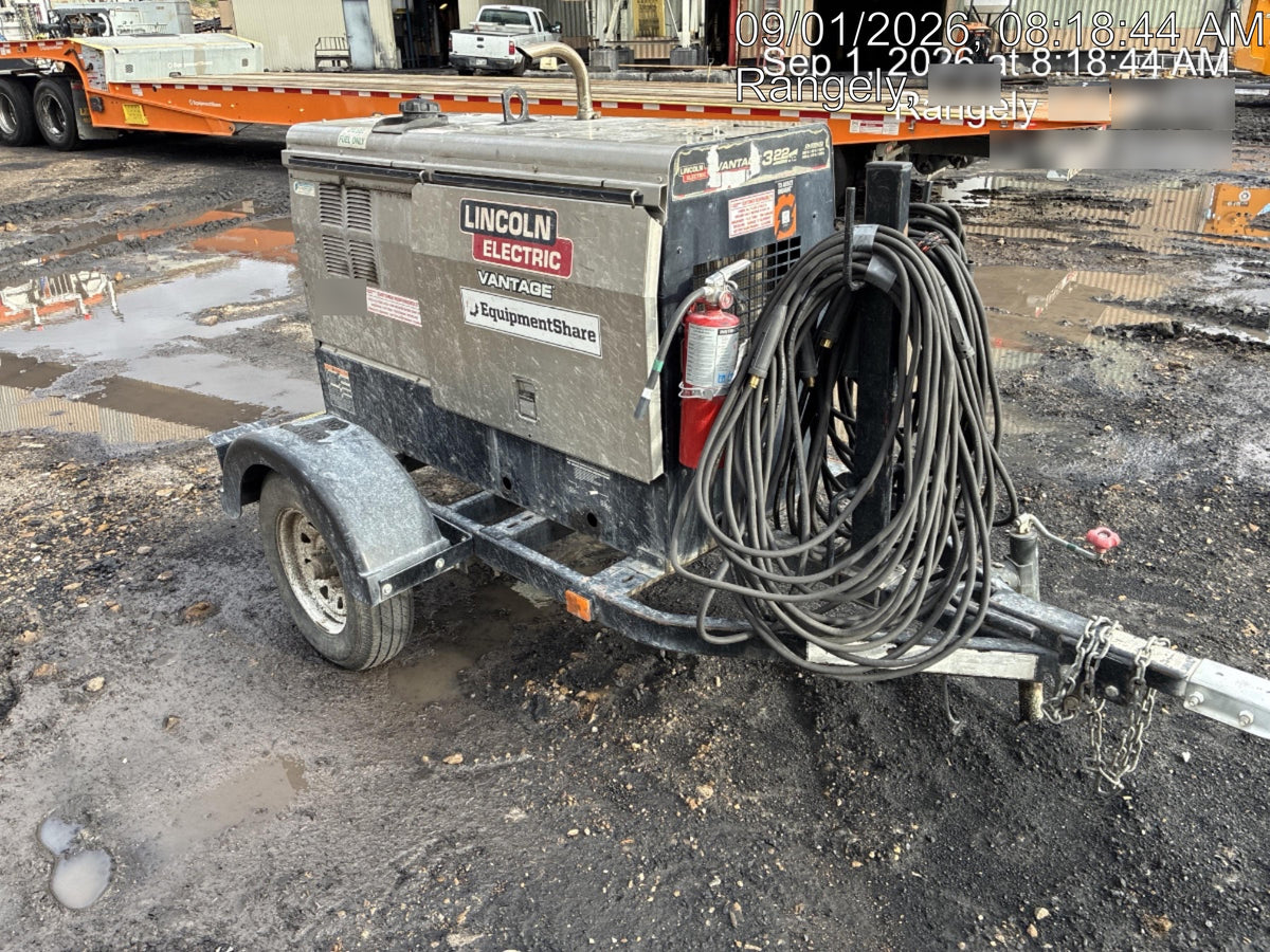 2019 Lincoln Electric Vantage 322 Ready-Pak 3, Two Wheel Trailer, Fender and Light Kit, Cable Rack